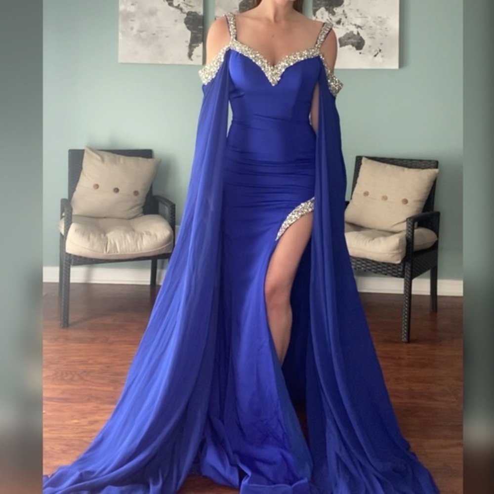 Portia & Scarlett royal blue pageant evening gown prom dress or formal gala gown